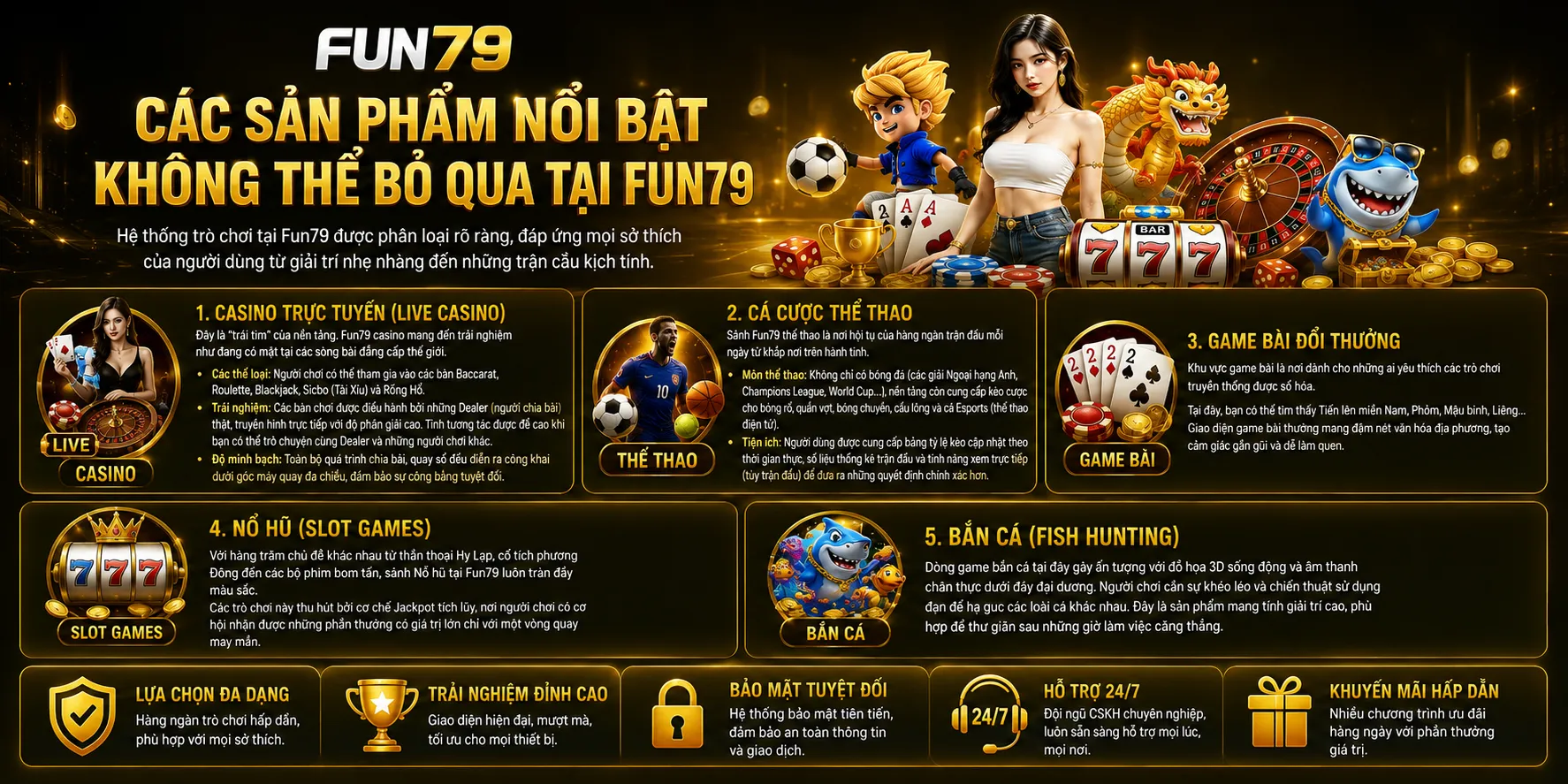 các sản phẩm nổi bật không thể bỏ qua tại fun79